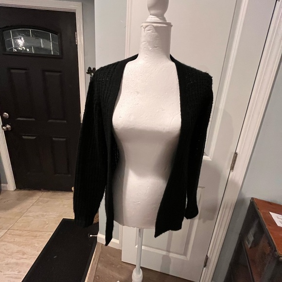 Black Open-Front Women's Sweater - Picture 1 of 4